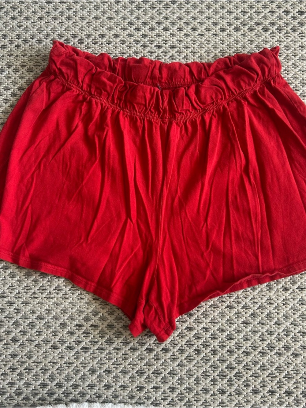 Women's Red Elastic-Waist Casual Shorts